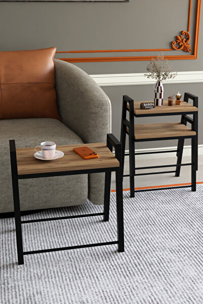 BARIN DESIGN 3'lü İç İçe Geçmeli Dikdörtgen Zigon Sehpa, Salon Sehpası, Kahve...