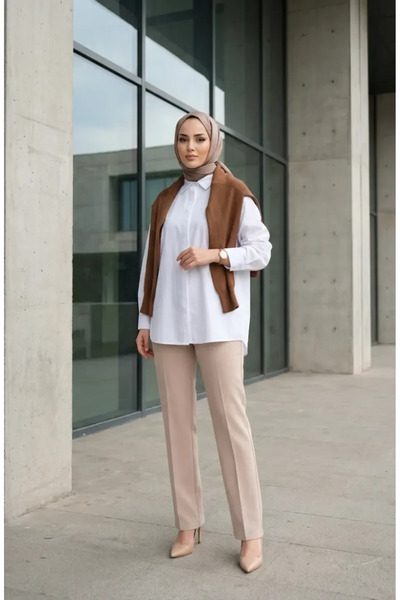 sefamerve Straight Leg Trousers 1155-05 Beige