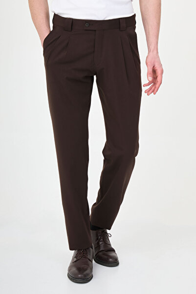 Mcr cu pliuri Pantaloni bărbați Super slim fit maro - 38316.25Y