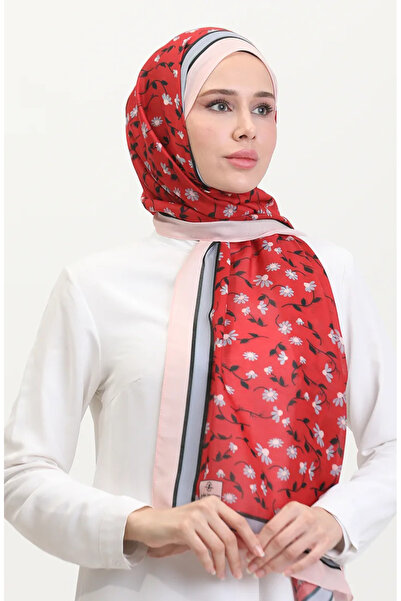 sefamerve Patterned soft shawl 70264-07 salmon red