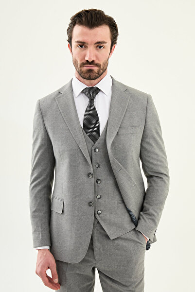 Mcr Duz Slim Fit Mono Collar Classic Vest Set Men's Suit Gray - 45441.26Y