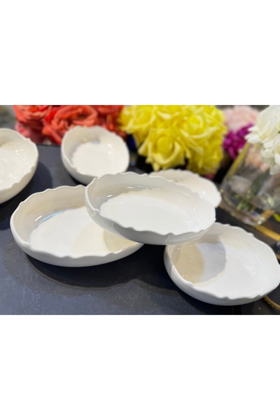 hediye Esterhomedecor Set of 6 Porcelain Oval Presentation Plates 16*11cm