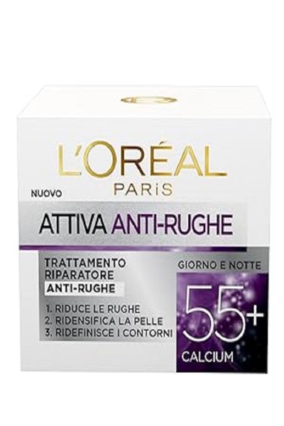 L'oreal 55+ Cremă de față reparatoare antirid pentru femei, zi și noapte, cu ...