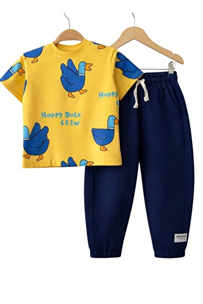 ZUZUNGA Happy Duck cu imprimeu Set ALT - TOP pentru băieți bumbac 100% Galben...