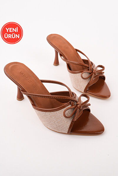 MARSHETTA Lorina Taba Linen Bow Detail Women's Stiletto Heel U S Sandals Slip...