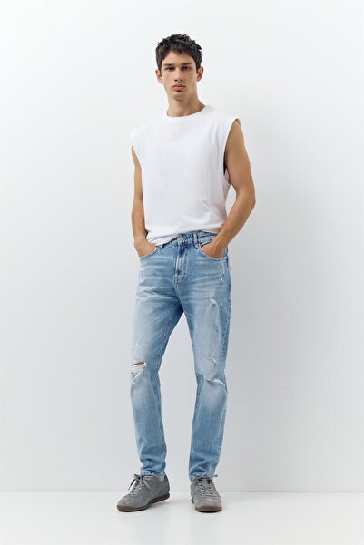 Pull & Bear Yırtık slim jean