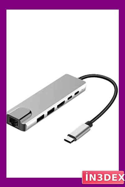 İN3DEX USB Type-C Hub with 8 Ports HDMI and USB 3.0 Connections