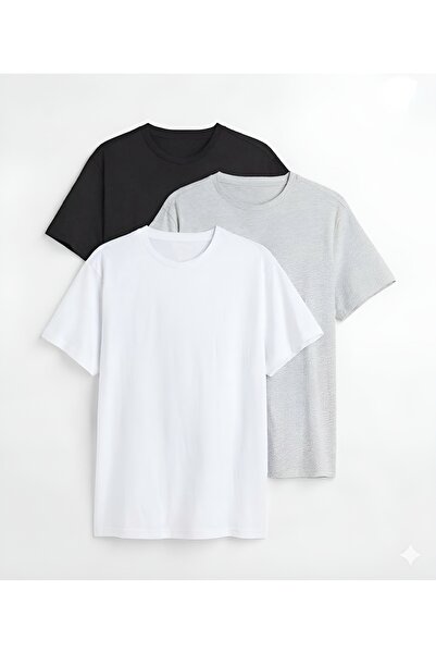 ELİBELLA تي شيرت رجالي/للجنسين مكون من قطن قطع أساسي مريح ذو ياقة دائرية