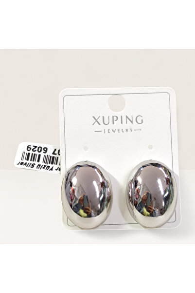 Güler Yüzlü Silver Xuping 23 mm Bombed Oval Flat Nail Earrings White