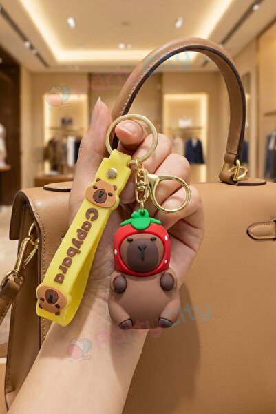 Party City مجسم كابيبارا من السيليكون سلسلة مفاتيح حقيبة مع حلقة معدنية متينة...