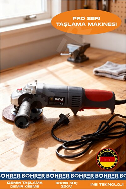 BÖHRER 900W DEVİR AYARLI 115MM PRO MODEL BAKIR SARGILI TAŞLAMA DEMİR KESME MA...