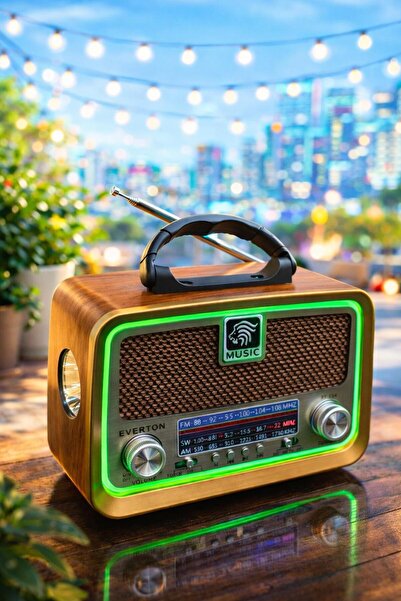 m memita Everton RT-654 Nostaljik LED Işıklı Radyo | FM / AM / SW Destekli Re...