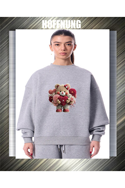HOFFNUNG unisex Βαμβάκι lu oversized Love bear με τύπωμα με κουκούλα Άνετο φο...
