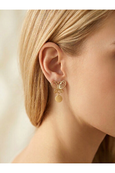 Candy Nuveria - Füsun Zarafet Kelebeği Altın Kaplama Küpe