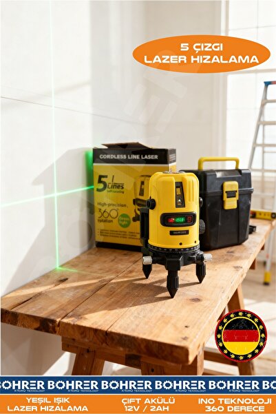 BÖHRER YENİ MODEL 5 ÇİZGİ 360 DERECE YEŞİL IŞIK LAZER HİZALAMA MAKİNESİ
