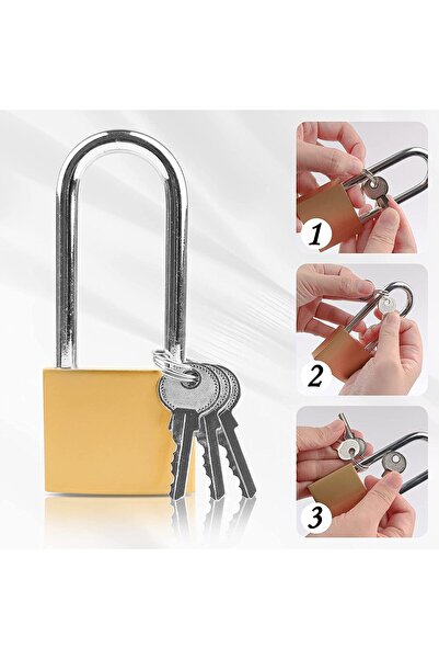 Lamondre 2 Pcs Heavy Duty Long Shackle Padlocks with Keys Keyed Alike for 38mm