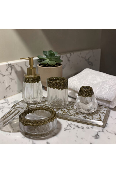 ARTEVIA HOME Rocky Aura Banyo Sabunluk Seti - Sıvı Sabunluk, Fırçalık, Sabunl...