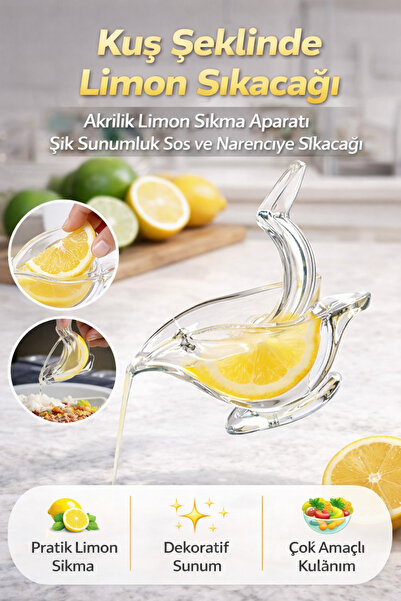 Hane Dostu Kuş Şeklinde Limon Sıkacağı Akrilik Limon Sıkma Aparatı Şık Sunuml...