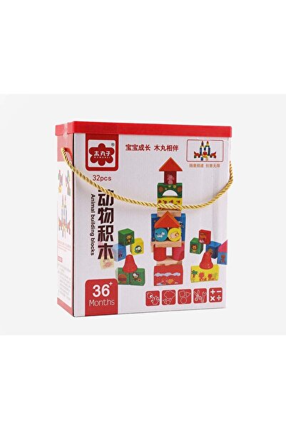 AZOZ MERCHLY 32 Colored Wooden Blocks