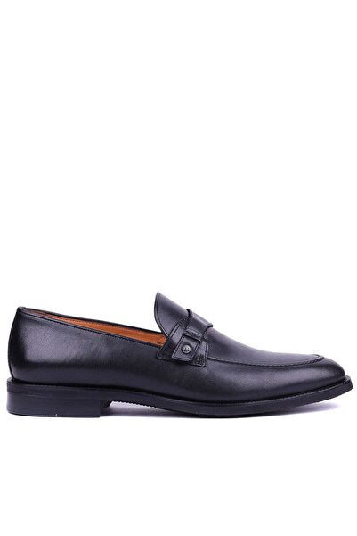 Shoetyle - جلد أصلي حذاء رجالي كلاسيكي باللون الأسود بدون أربطة - 900-4784