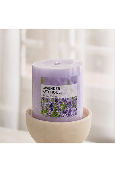 Home Box Qara Lavender Patchouli Pillar Candle - 6.8x7 cm