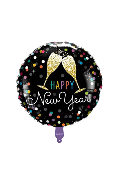 Ropet Happy New Year foil balloon, 45cm, black