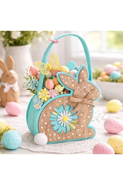 OEM Easter Felt Basket with Wooden Figure