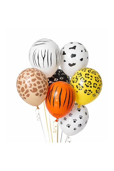 Ropet Set of 20 latex balloons, animal print, 30cm,