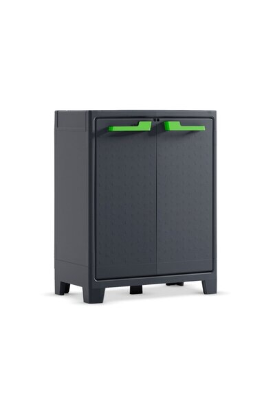 Keter Moby Garden Cabinet, 2 Doors, 2 Shelves, Plastic, Graphite, 80 x 44 x 1...