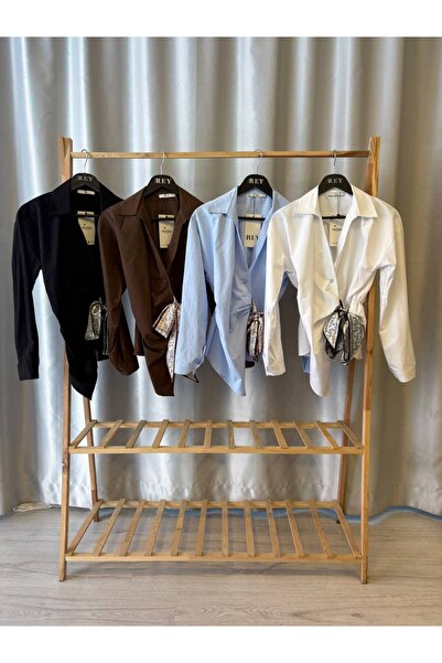 GKBUTİK Fular Detaylı Beli Lastikli Gömlek