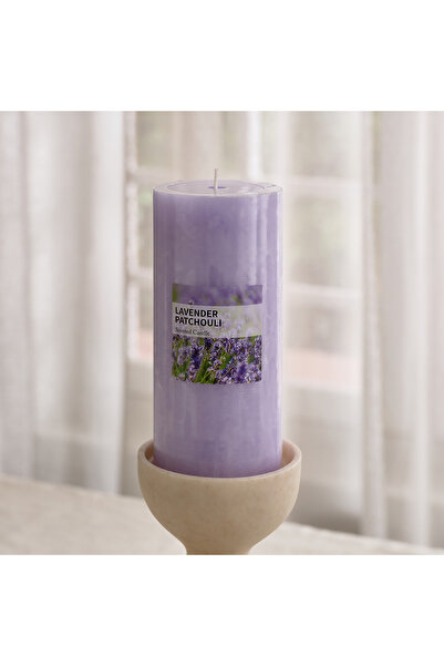 Home Box Qara Lavender Patchouli Pillar Candle - 6.8x15 cm
