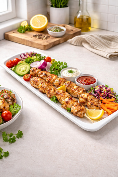 BİODATA 47X15 cm Long White Melamine Chicken Presentation Plate |   Kebab, Pa...