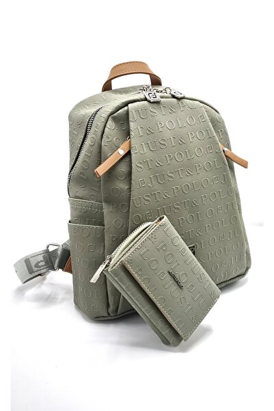çantamgelsin Just Polo Women's 9-Compartment Embossed Printed Backpack and Wa...