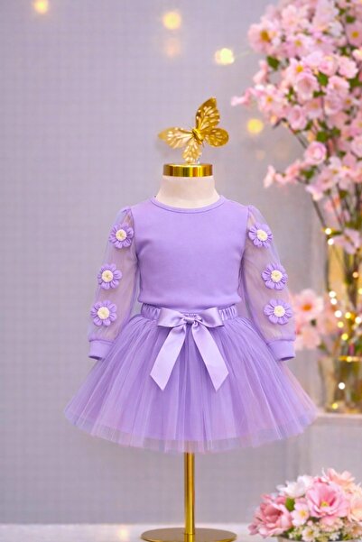 DeKuBaby Set bluză cu tul mâneci și fustă tutu, cu broderie Daisy și panglică...