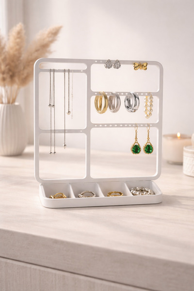 Baalaa Jewelry Organizer Stand – Desktop Earring, Necklace, and Ring Organizer