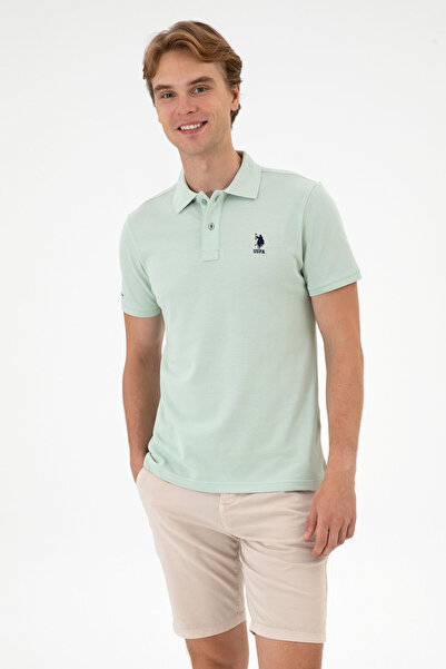 U.S. Polo Assn. Men's Embroidered in green pal with Polo Shirt logo