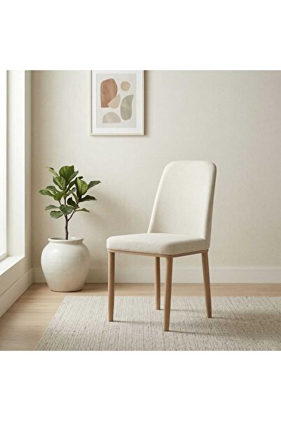 Arnohome كرسي طعام عصري منجد بتصميم بسيط وأرجل خشبية صلبة