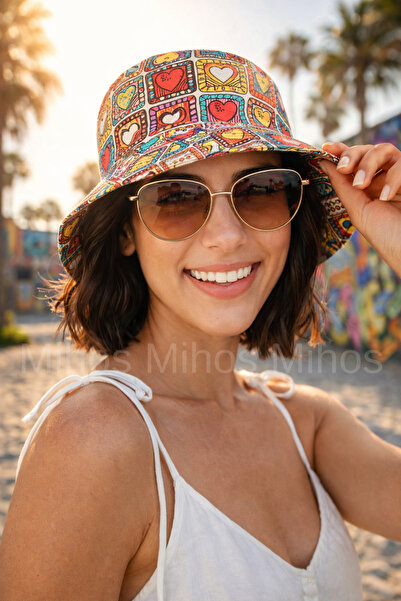 Mihos Kalp Patterned Bucket&Kova Hat – Summer Unisex Fisherman Hat