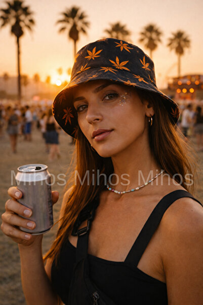 Mihos Unisex Black Botanical Vibe Bucket Hat