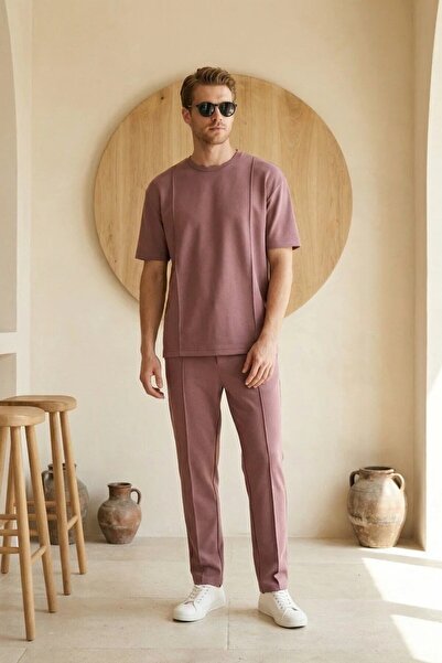 MADZEYMODA Ανδρικό καλοκαιρινό σετ αθλητικών φορμών Dusty Rose Regular, μπλου...