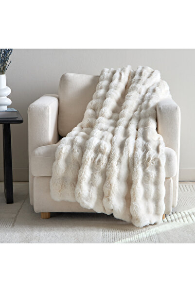 Home Box Ness 2-Sided Brushed Bubble Faux Fur Throw - 130x170 cm