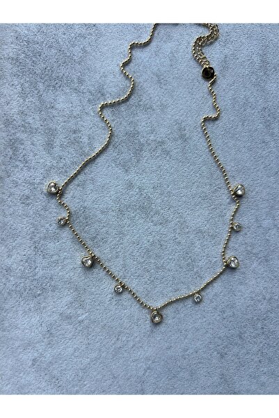 mitico jewellery İnce Pullu Kalpli Taşlı Kolye