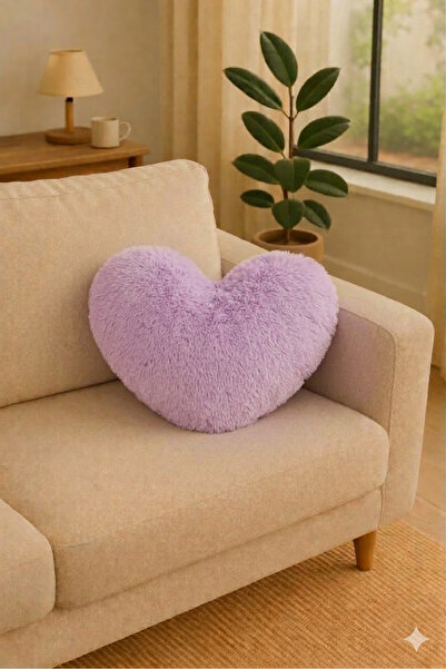 Beta Pernă decorativă cu pluș inimi liliac pernă pernă pentru canapea