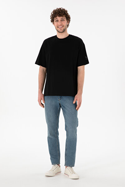 U.S. Polo Assn. Tricou Bărbați Negru Cu Guler Rotund Oversize