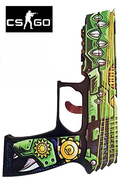 Lunarfall Ahşap Cs-go See You Later Renkli Lastik Atan Tabanca Oyuncak