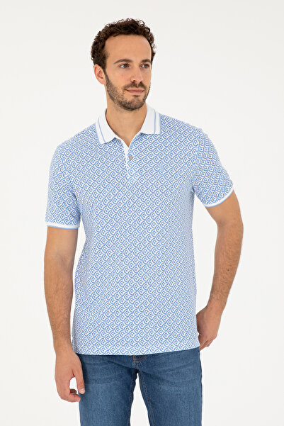 U.S. Polo Assn. Polo Shirt Shirt White/Light Blue with Patterned