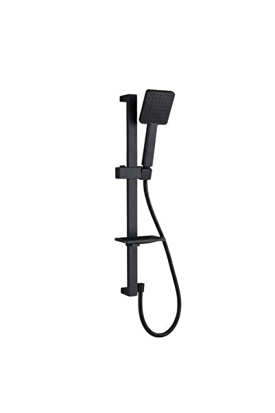 KANA Matte Black Shower: 60cm Adjustable Rail, Square Handheld, 1.5m Hose & S...