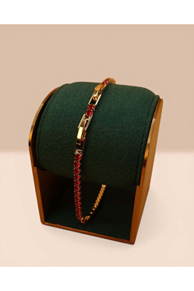 LYNORO Red Tennis Bracelet for Women/Men 18k Gold Plated 2mm