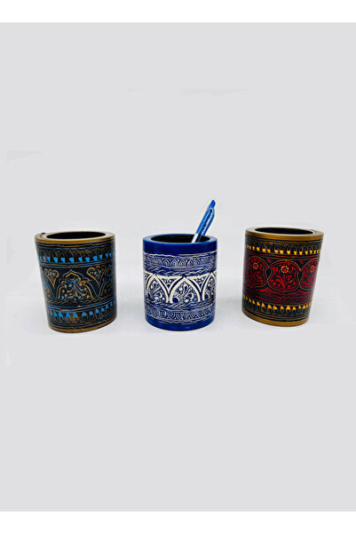 M.A Traders Handmade Wooden Pen Holder Jar – Set of 3 – Pen Stand for Office,...