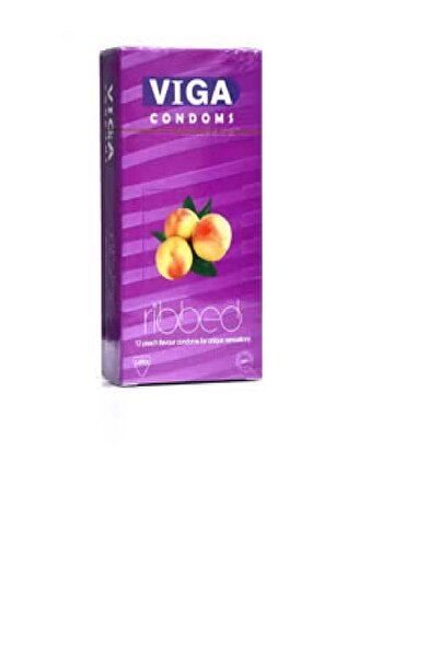 Viga Condoms Ribbed 12 Peach Flavour